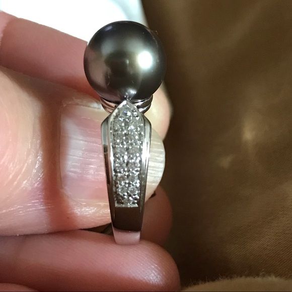 NWOT Black Cultured Pearl Ring - Picture 2 of 8